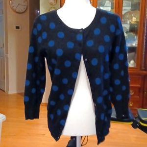 PHILOSOPHY by Dane Lewis 100% Cashmere Black & Blue Cashmere Cardigan size  Med